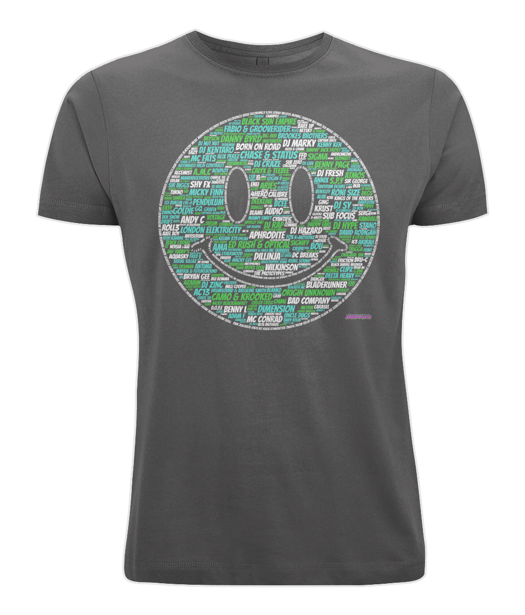 Audiokatz Drum & Bass Legends Tee (Blue, Green, White Face)