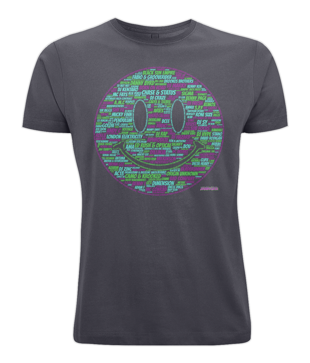 Audiokatz Drum & Bass Legends Tee (Purple, Blue, Green Face)