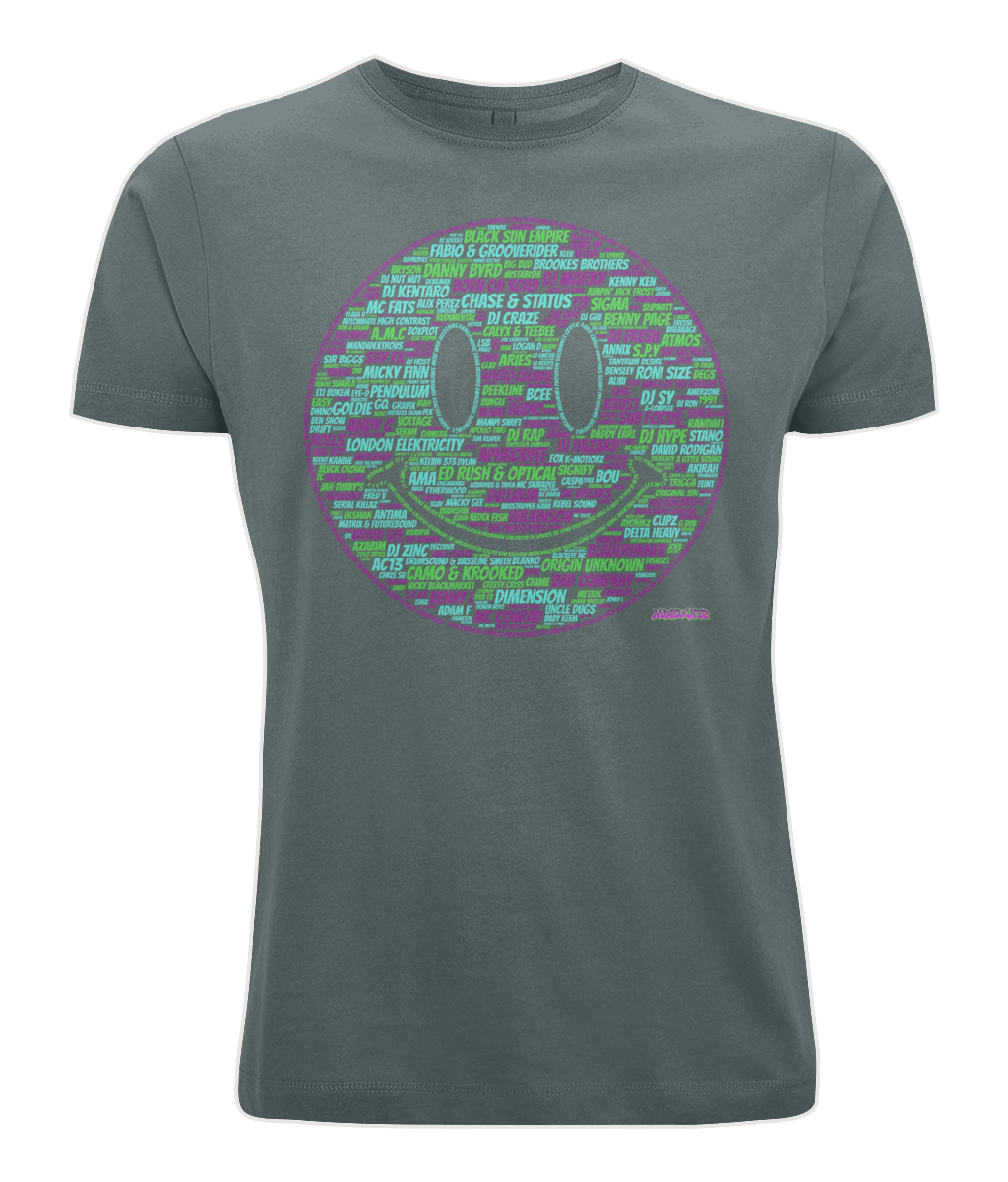 Audiokatz Drum & Bass Legends Tee (Purple, Blue, Green Face)